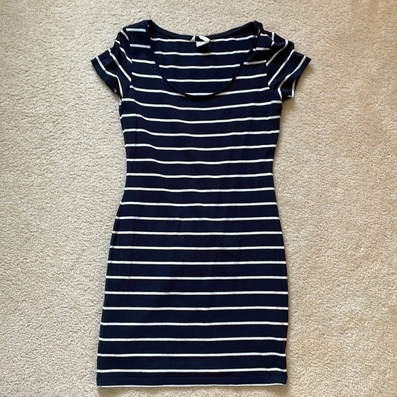H&M | Dresses | Navy Blue Striped Dress Size Small | Poshmark